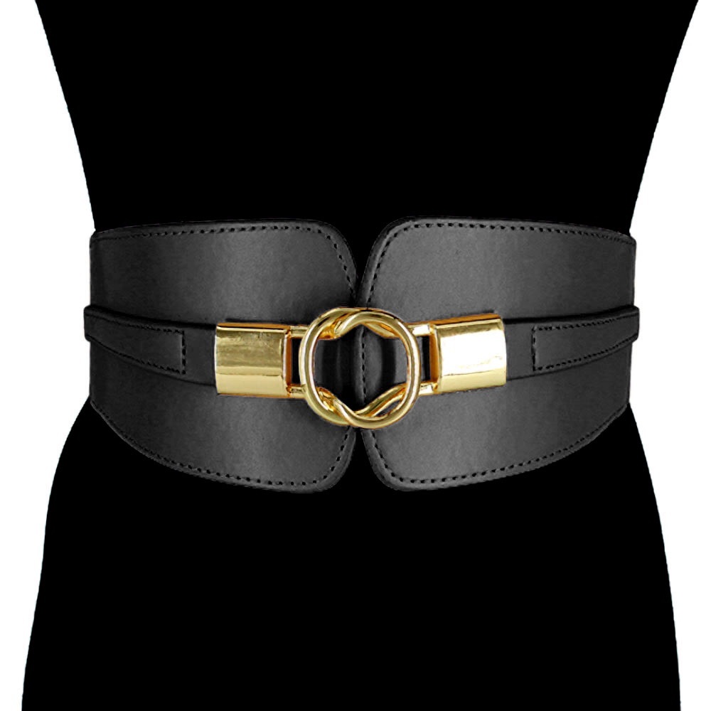 Black & Gold Wide Waist Corset Statement Belt